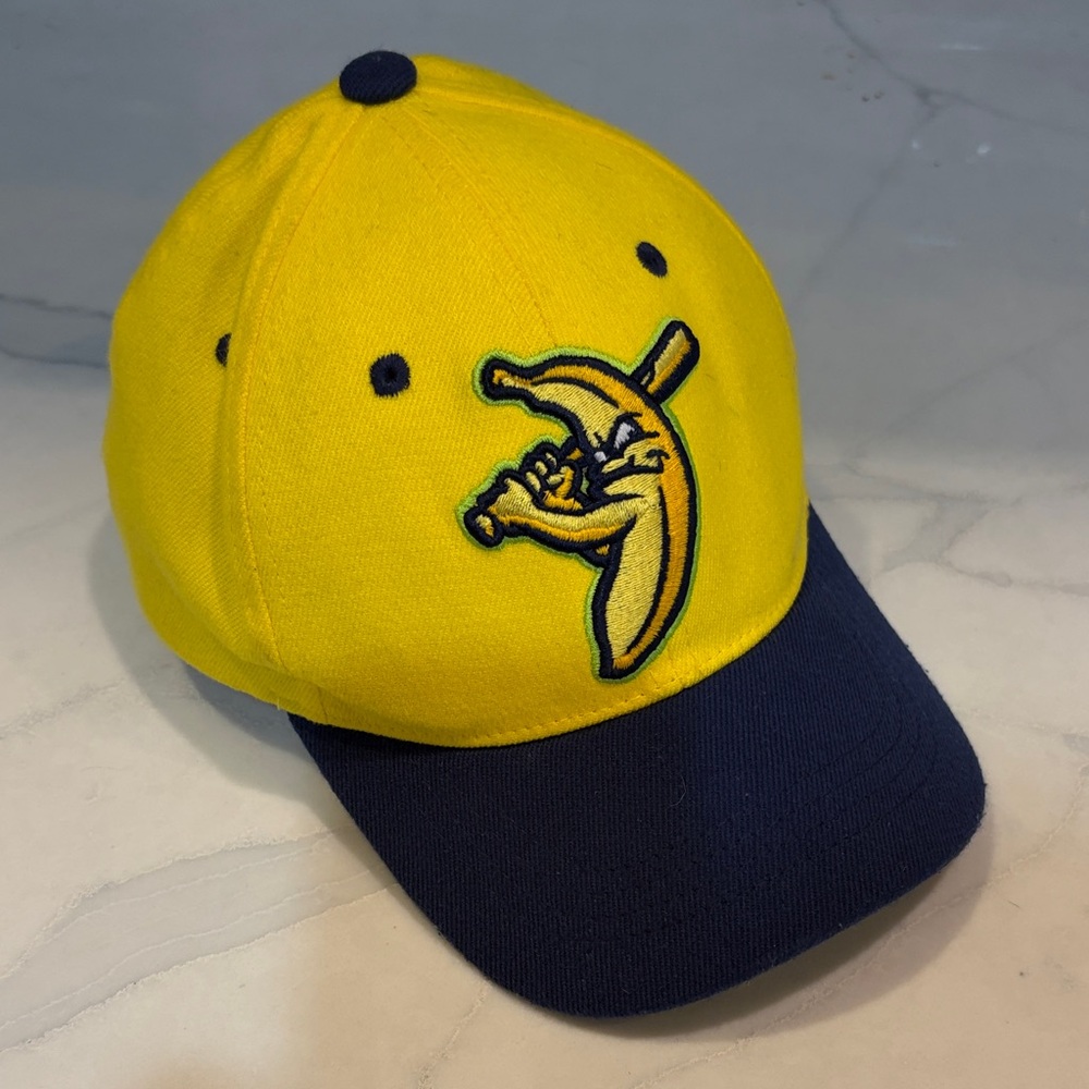 Youth XS Savannah Bananas Zephyr Yellow Baseball Hat with Navy Sweatband